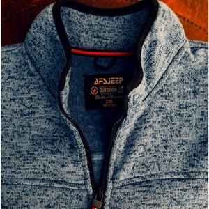 Men's AFS Jeep Outdoor blue zip warmup jacket 2XL